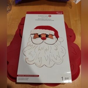 NEW Christmas Celebrate It Silicone Cake Mold Santa Red